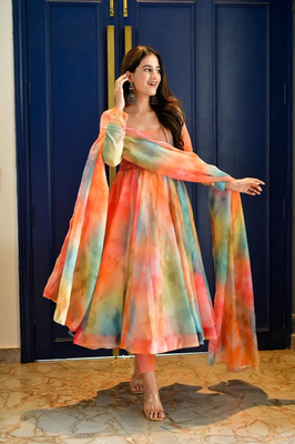 Organza churidar dress set 1