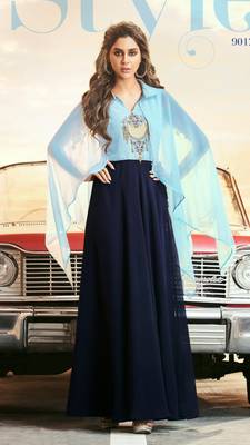 Graceful Ethnic Georgette Gown: Exquisite Embroidery Edition 1