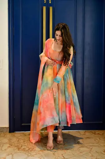 Organza churidar dress set