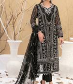Black color embroideried faux georgette semi stitched salwar suit