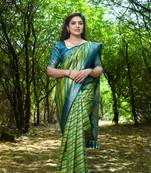 Green Woven Design Leheriya Soft silk blend Saree With Blouse