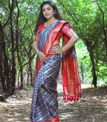 Blue Woven Design Leheriya Soft silk blend Saree With Blouse