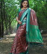 Brown Woven Design Leheriya Soft silk blend Saree With Blouse