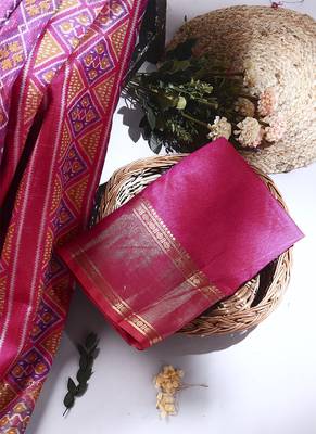 purple artificial patola saree with  blouse 5