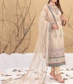 Chickoo color embroideried faux georgette semi stitched salwar suit