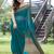Turquoise plain chiffon saree with blouse