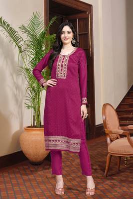Women's Pink Silk Embroidery Salwar Suit Kurta Pant with Dupatta Set 3