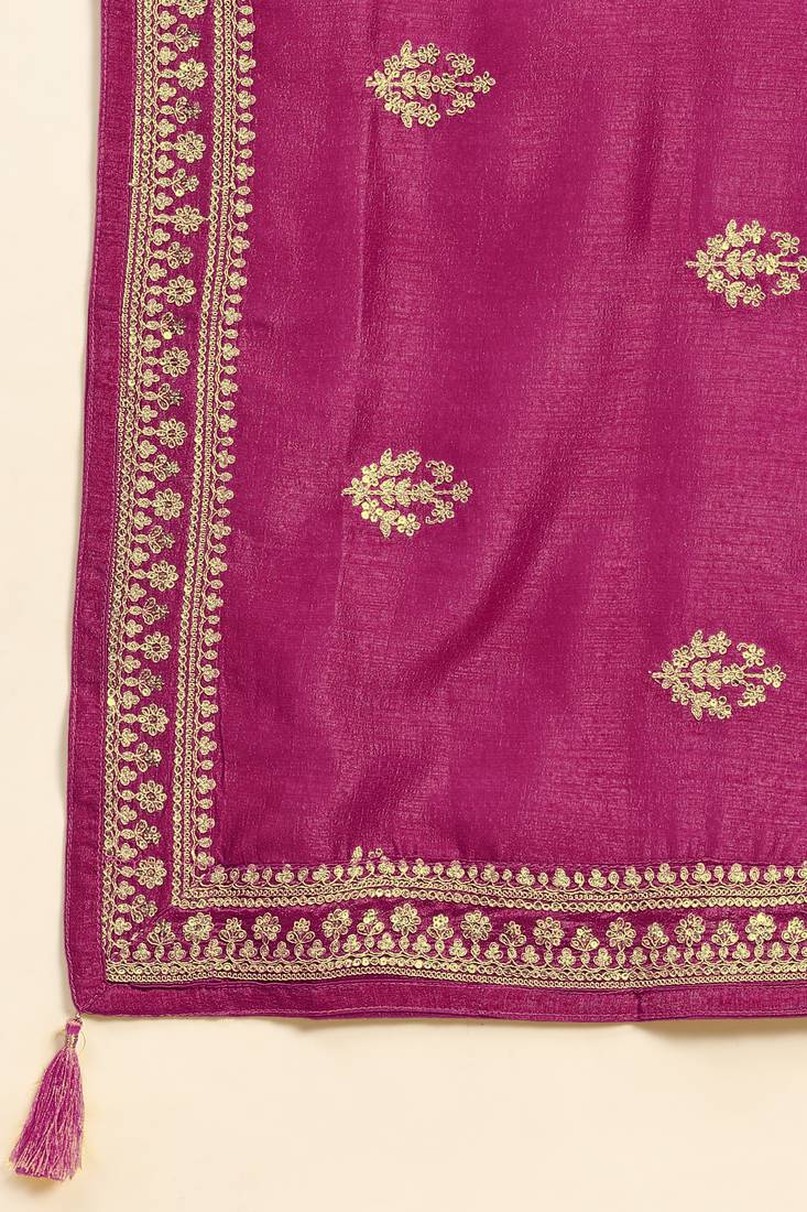 Women's Pink Silk Embroidery Salwar Suit Kurta Pant with Dupatta Set