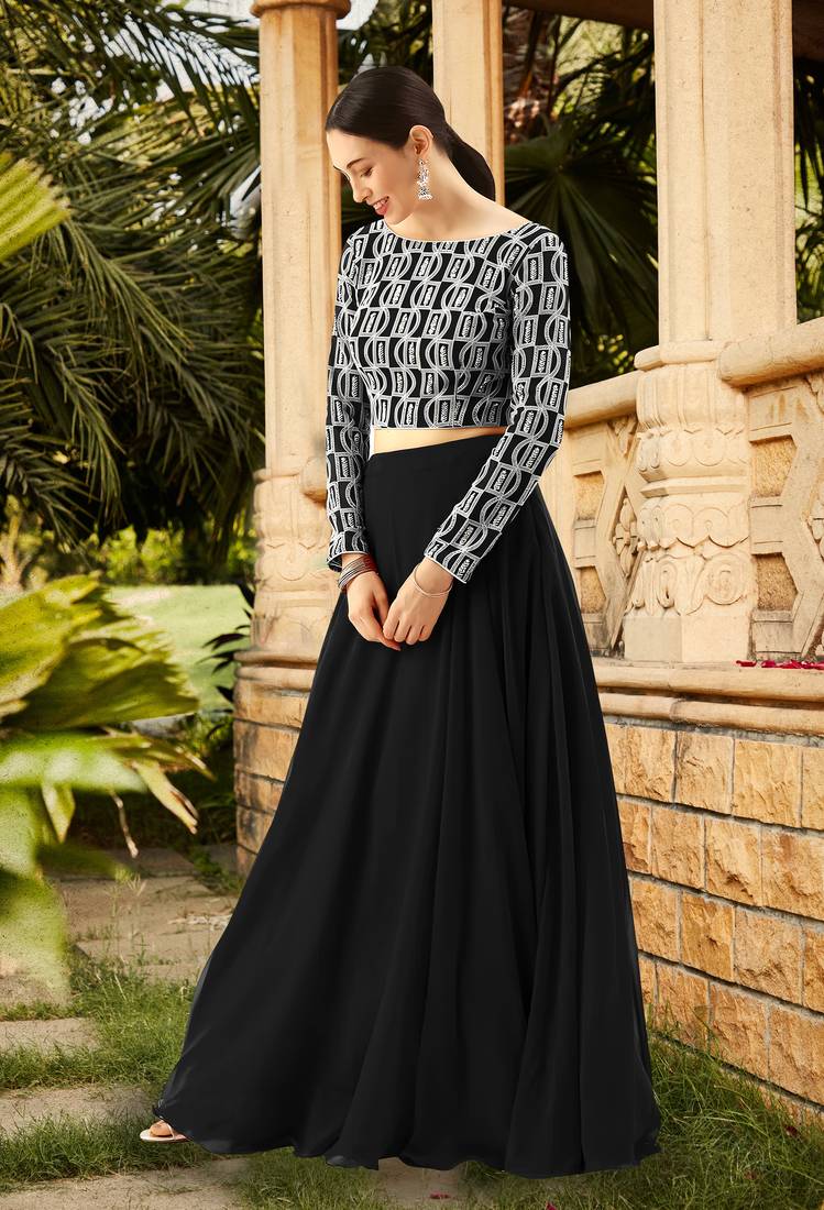 Trendmalls  Chikankari Sequins Embroidery Georgette Lehenga Choli with Dupatta Lehenga Choli with Dupatta