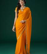 Kasee Women'S Embellished Mirror Work Sarees With Unstitched Blouse Piece