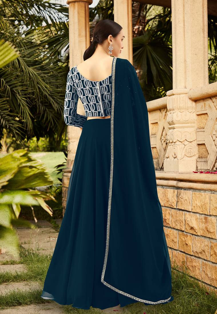 Trendmalls  Chikankari Sequins Embroidery Georgette Lehenga Choli with Dupatta Lehenga Choli with Dupatta