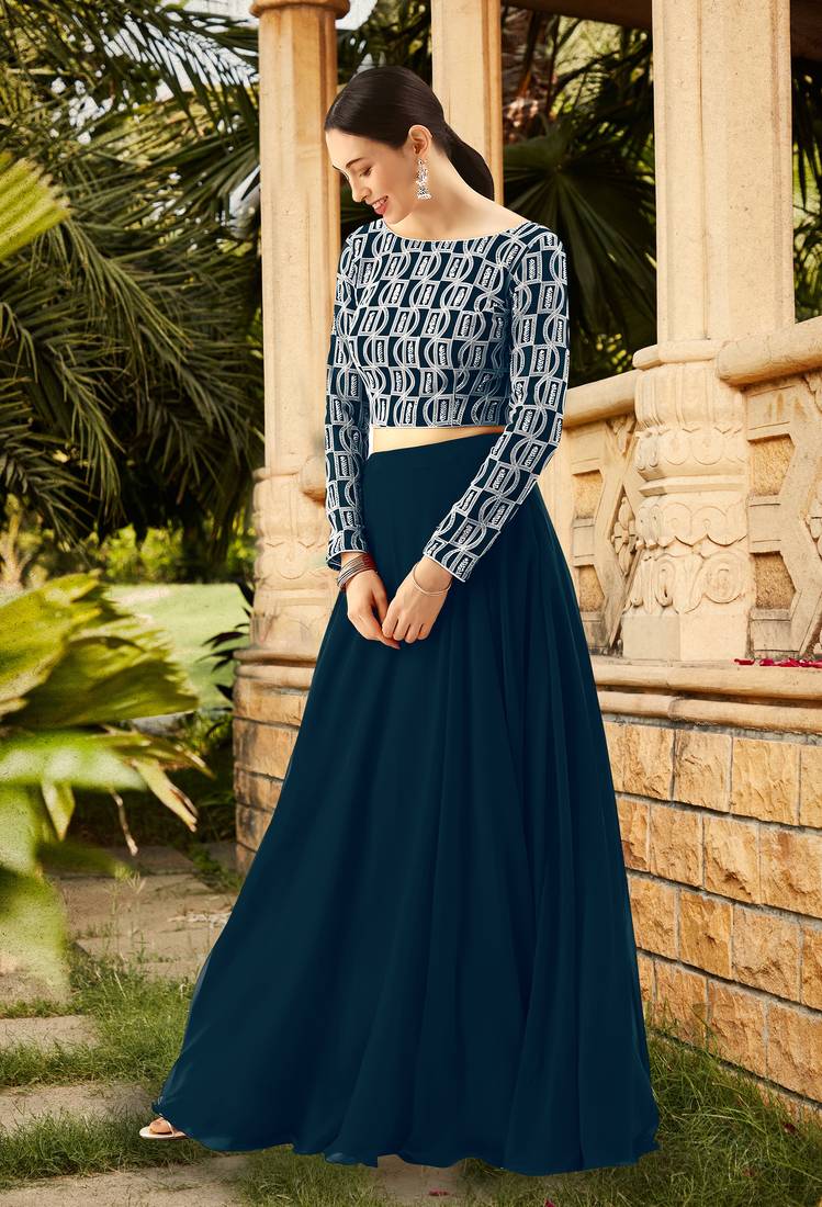 Trendmalls  Chikankari Sequins Embroidery Georgette Lehenga Choli with Dupatta Lehenga Choli with Dupatta