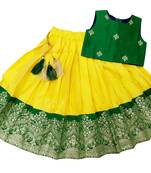 Kids Green And Yellow Lehenga Choli Set For Girls 