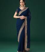 Kasee Women'S Ethnic Motifs Embroidered Bordered Saree With Unstitched Blouse Piece