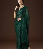 Kasee Women'S Embellished Sequinned Saree With Unstitched Blouse Piece