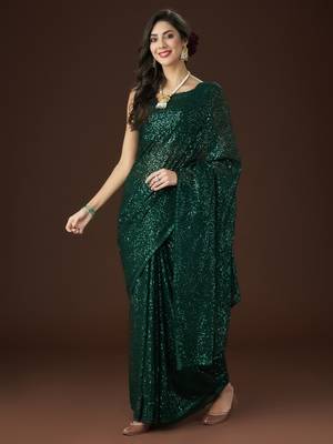 Kasee Women'S Embellished Sequinned Saree With Unstitched Blouse Piece 3
