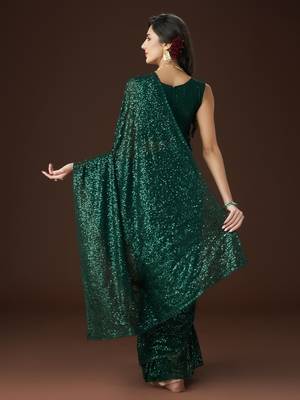 Kasee Women'S Embellished Sequinned Saree With Unstitched Blouse Piece 5