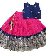 Kids Blue And Rani Pink Lehenga Choli Set 