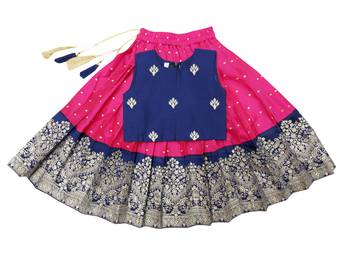 Kids Blue And Rani Pink Lehenga Choli Set  2