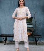 hand embroidered white cotton lucknowi chikan kurta