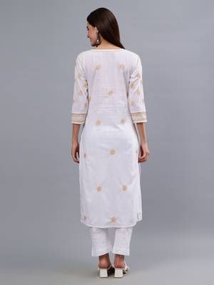 hand embroidered white cotton lucknowi chikan kurta 2