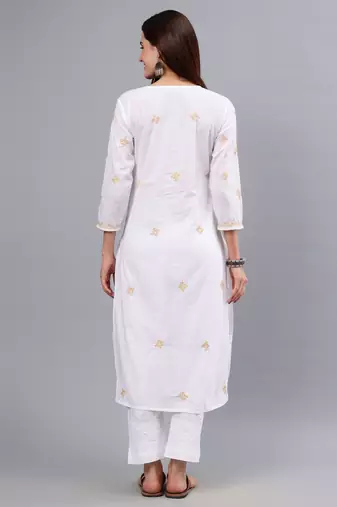 hand embroidered white cotton lucknowi chikan kurta