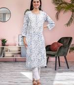 hand embroidered grey mal-mal lucknowi chikan kurta