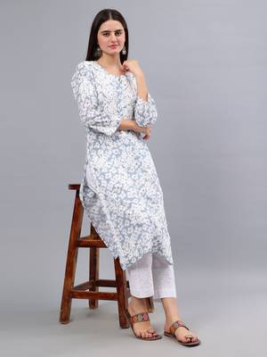 hand embroidered grey mal-mal lucknowi chikan kurta 5