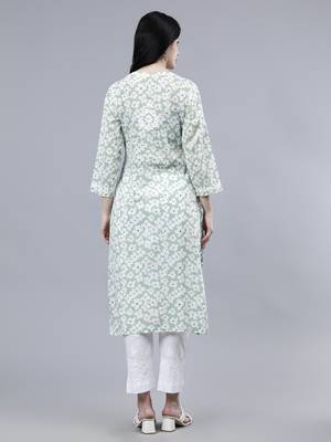 hand embroidered green mal-mal lucknowi chikan kurta 2