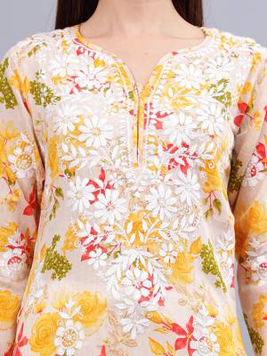 hand embroidered yellow mal-mal lucknowi chikan kurta 3