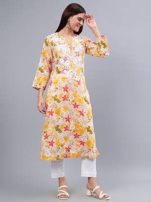 hand embroidered yellow mal-mal lucknowi chikan kurta 4