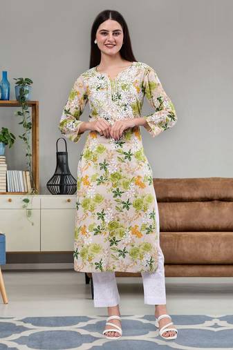 hand embroidered green mal-mal lucknowi chikan kurta