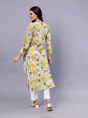 hand embroidered green mal-mal lucknowi chikan kurta 2