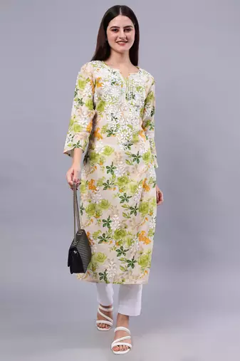 hand embroidered green mal-mal lucknowi chikan kurta