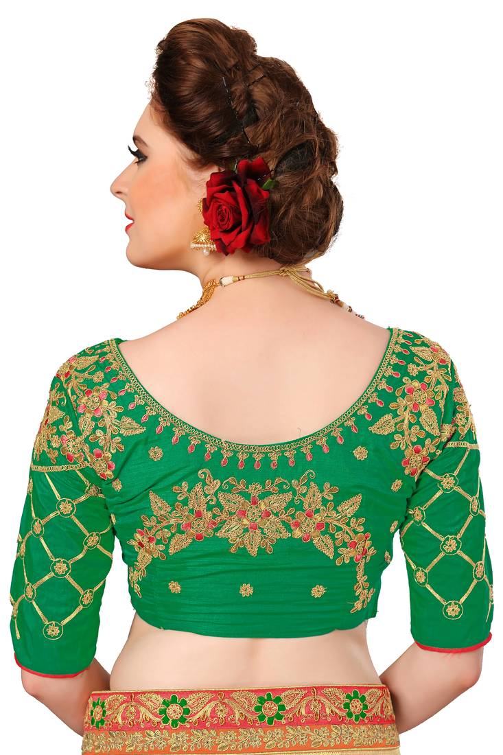 Trendmalls Women's Red Embroidered Printed Silk Saree With Heavy Work Blouse Piece