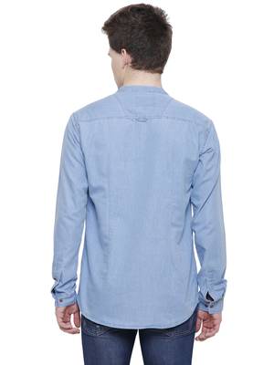 men's light blue short denim kurta 2