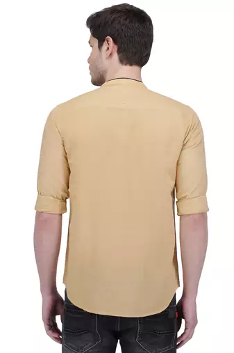 men's linen cotton royal beige short kurta for men