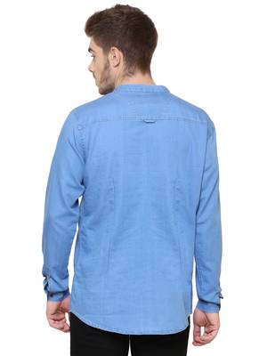 men's light blue short denim kurta 2