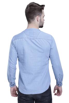 men's light blue short denim kurta 2