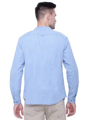 men's light blue short denim kurta 2