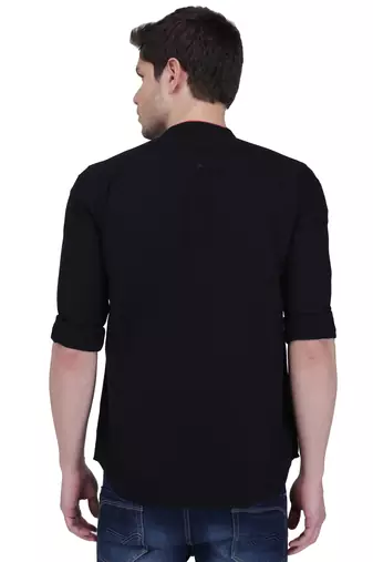 men's linen cotton black short kurta for men  