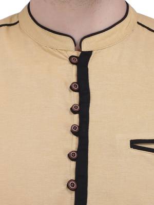 men's linen cotton royal beige short kurta for men 5