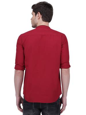 men's linen cotton maroon short kurta for men 2