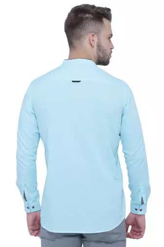 men's linen cotton turquoise short kurta for men