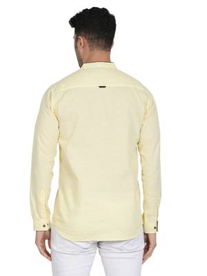 men's linen cotton cream yellow short kurta for men 2