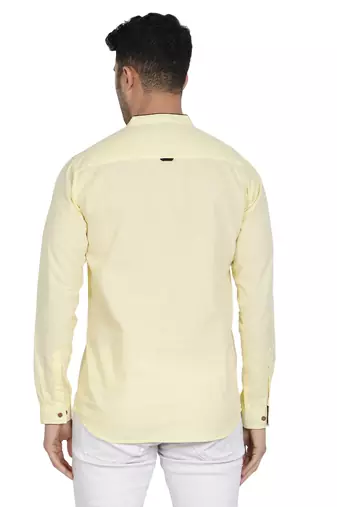 men's linen cotton cream yellow short kurta for men