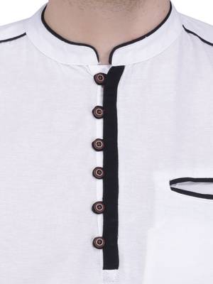 men's linen cotton white short kurta for men 5