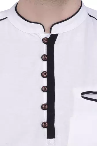 men's linen cotton white short kurta for men