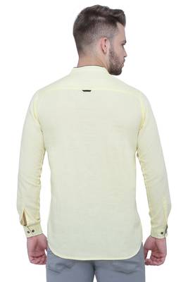 men's linen cotton cream yellow short kurta for men 2