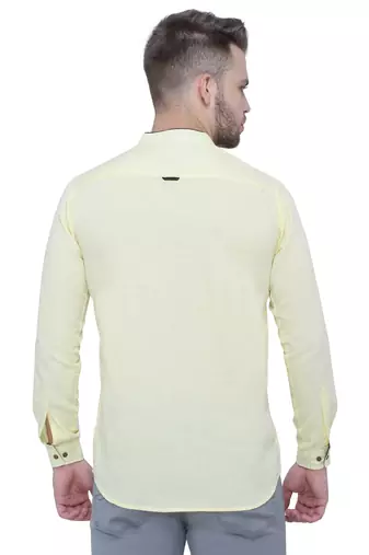 men's linen cotton cream yellow short kurta for men
